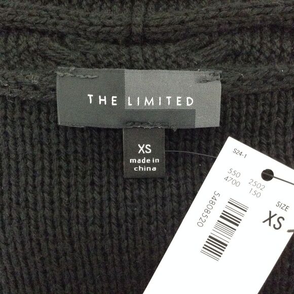 NWT The Limited Cardigan XS Black Chunky Knit Trim Slouchy Oversize Sweater $70 - Picture 4 of 6